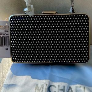 Special Collection: Michael Kors Womens Elsie Microstud Box Clutch Bag - NEW
